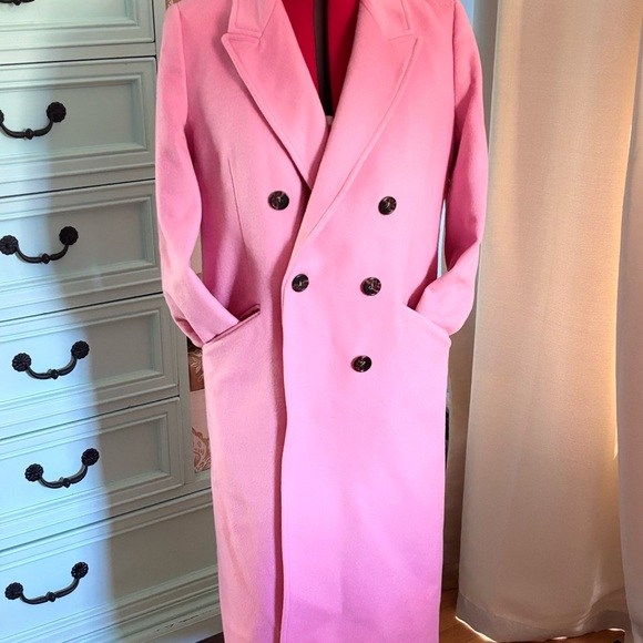 J. Crew Barbie Pink Italian Double-Breasted Wool/Cashmere topcoat - Picture 2 of 6
